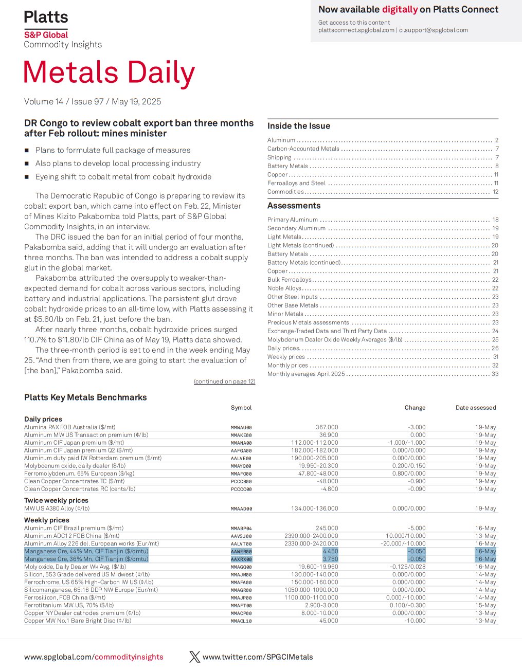 بخش metals daily نشریه platts