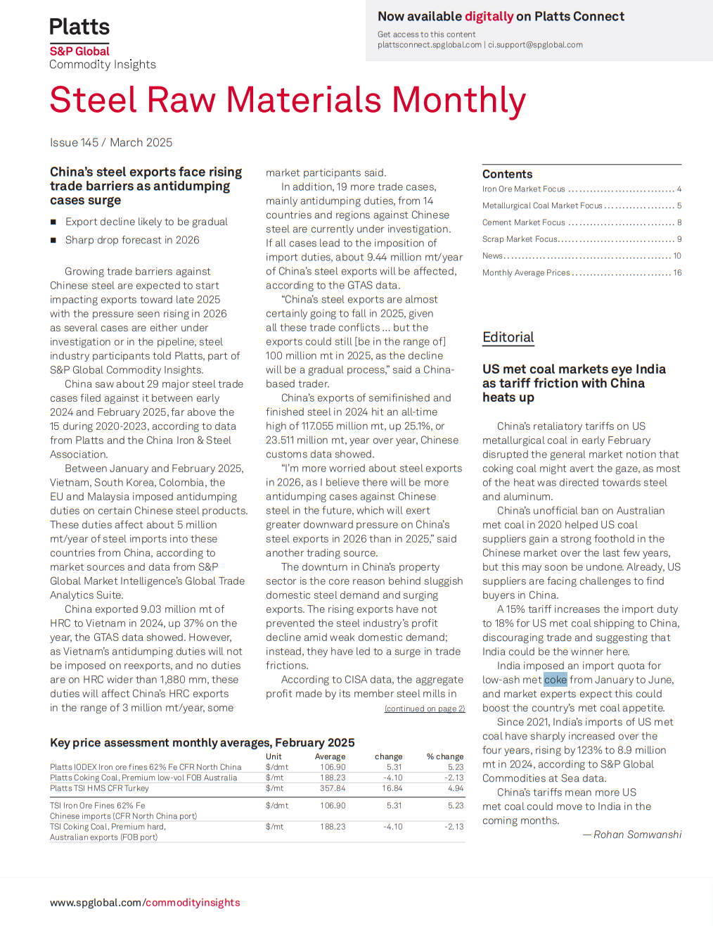 روزنامه Steel Raw Materials Monthly